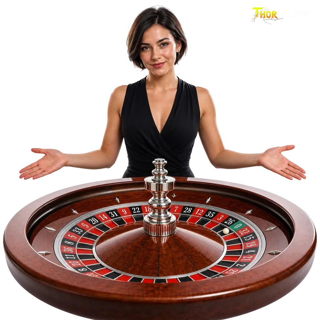 Mesa de casino en vivo de ThorCasino con crupier en directo